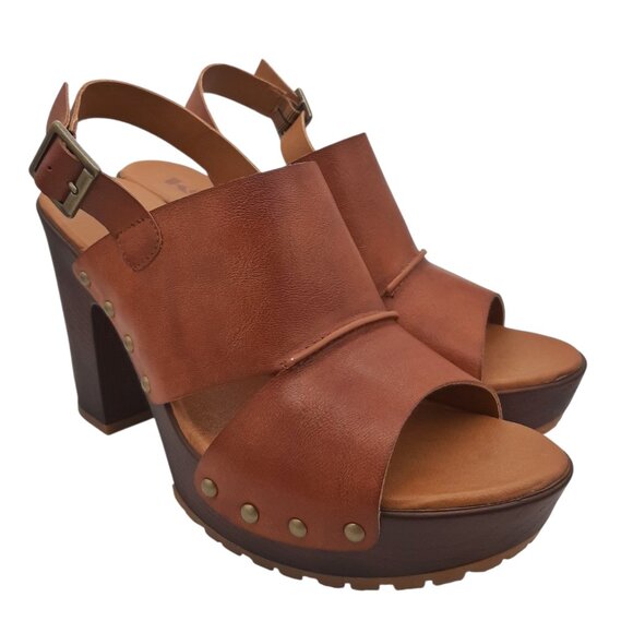 Korks Kristian II Slingback Platform Faux Leather Stud Heeled Sandals NWT SZ 9 - Picture 2 of 16